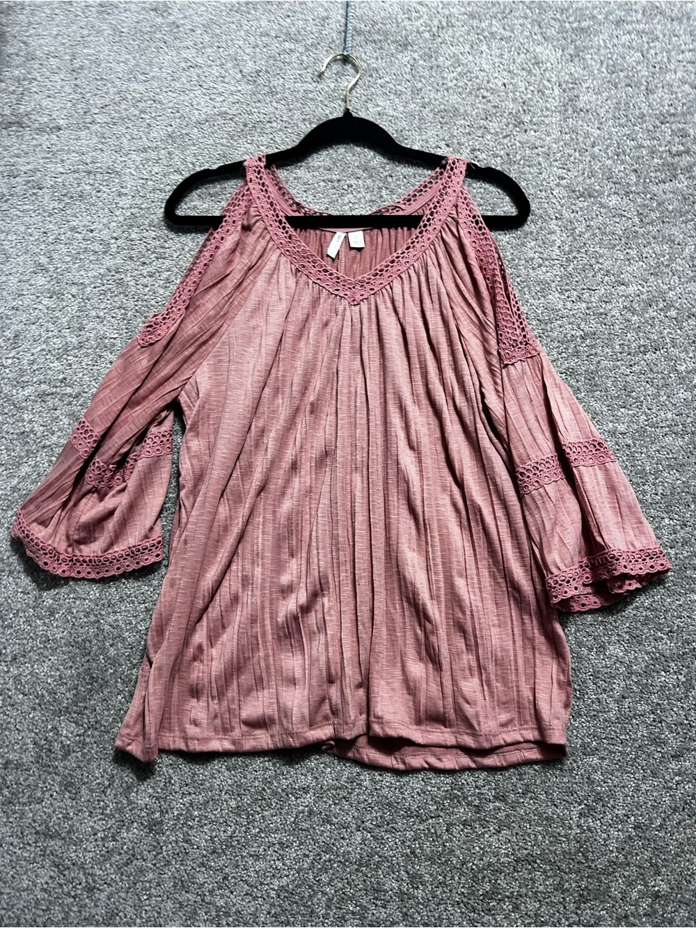 Cato Woman’s Cold Shoulder Pink Blouse Top Boho Size XL